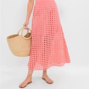 Tuckernuck Coral Cotton Eyelet Midi Skirt NWOT
